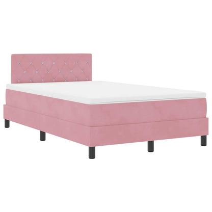 LED Box Spring Bed met matras met LED Roze 120 x 190 cm Fluweel