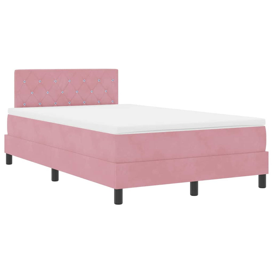 LED Box Spring Bed met matras met LED Roze 120 x 190 cm Fluweel
