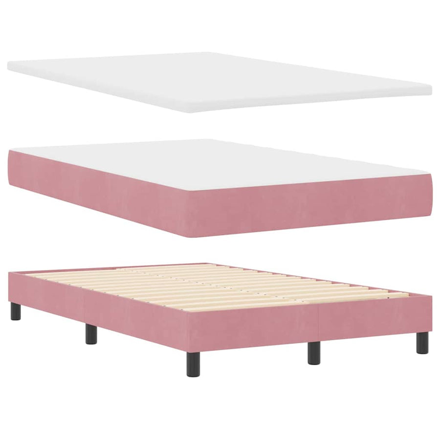 LED Box Spring Bed met matras met LED Roze 120 x 190 cm Fluweel