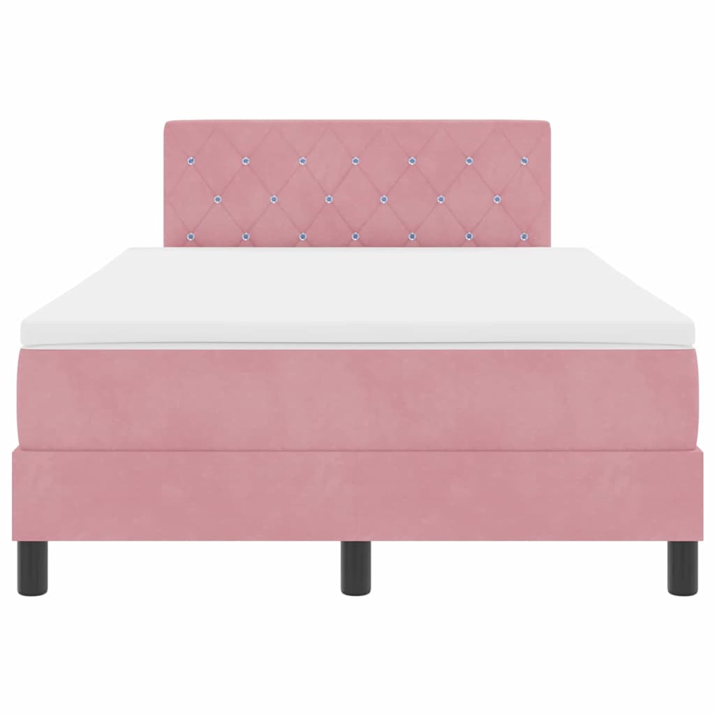 LED Box Spring Bed met matras met LED Roze 120 x 190 cm Fluweel