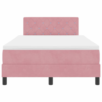 LED Box Spring Bed met matras met LED Roze 120 x 190 cm Fluweel