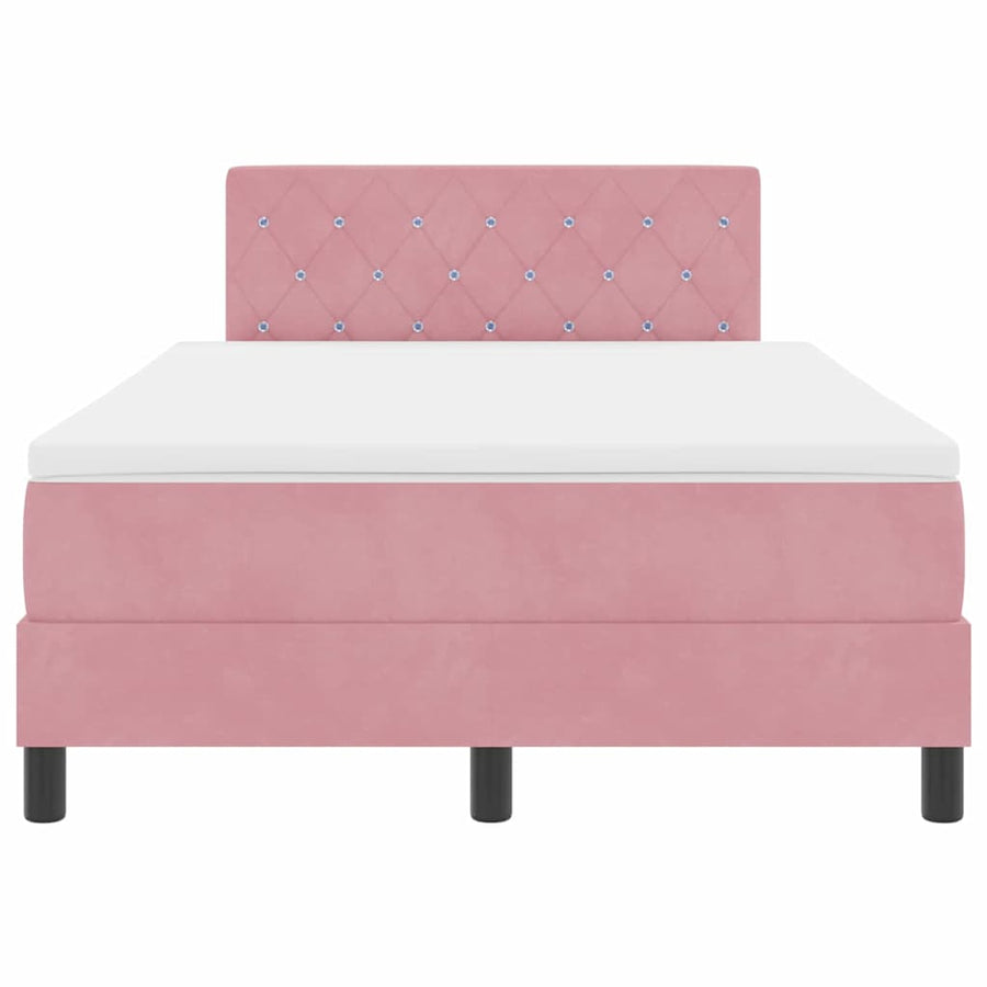 LED Box Spring Bed met matras met LED Roze 120 x 190 cm Fluweel