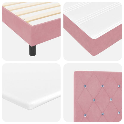 LED Box Spring Bed met matras met LED Roze 120 x 200 cm Fluweel
