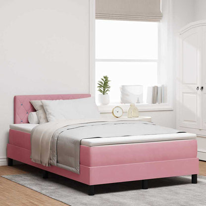 LED Box Spring Bed met matras met LED Roze 120 x 200 cm Fluweel