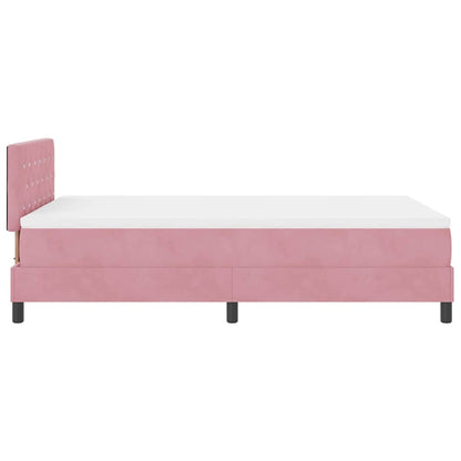 LED Box Spring Bed met matras met LED Roze 120 x 200 cm Fluweel