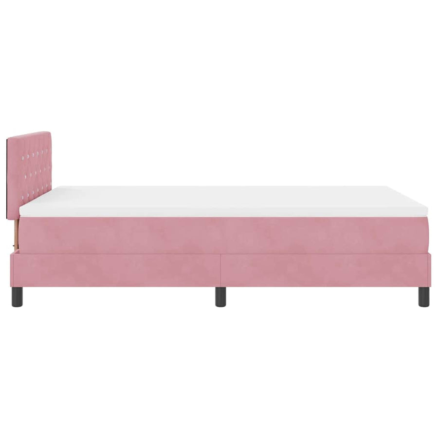 LED Box Spring Bed met matras met LED Roze 120 x 200 cm Fluweel