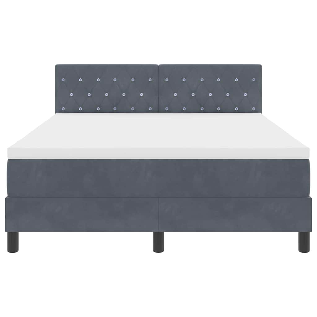 LED Box Spring Bed met matras Donkergrijs 140 x 190 cm Fluweel