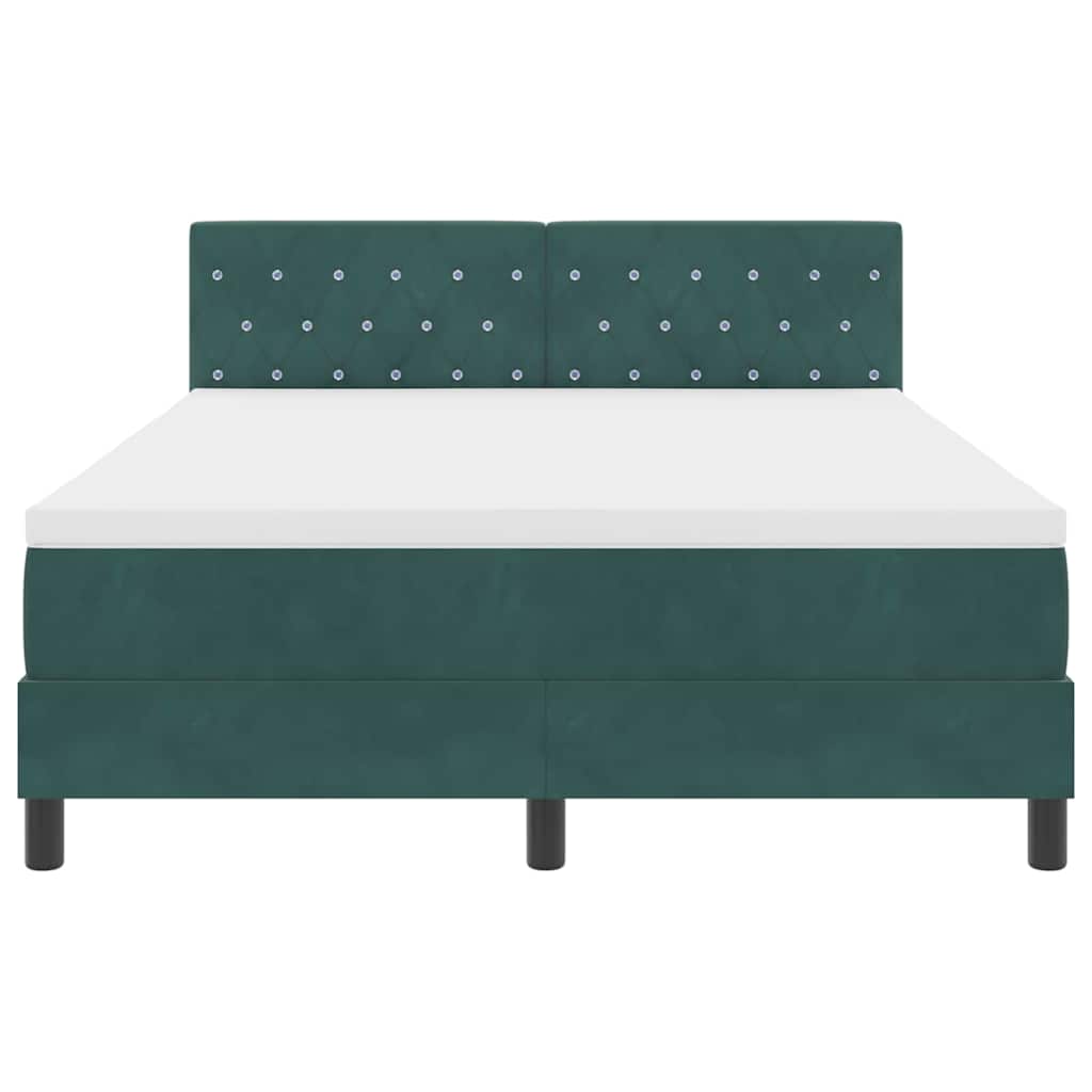 LED Box Spring Bed met matras Donkergroen 140 x 200 cm Fluweel