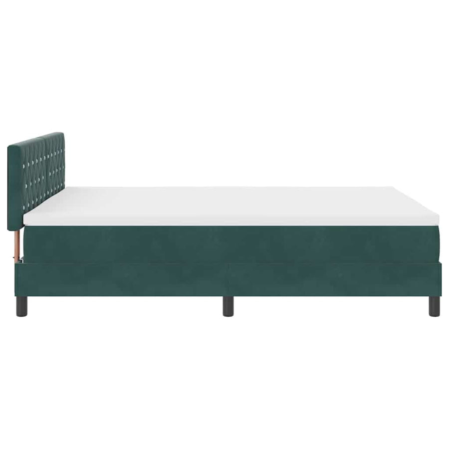 LED Box Spring Bed met matras Donkergroen 140 x 200 cm Fluweel