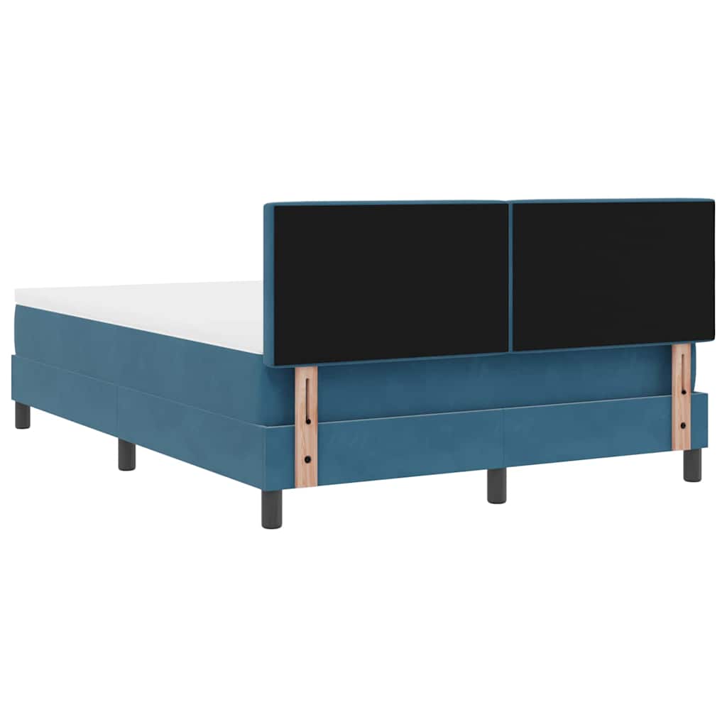 LED Box Spring Bed met matras Donkerblauw 160 x 200 cm Fluweel