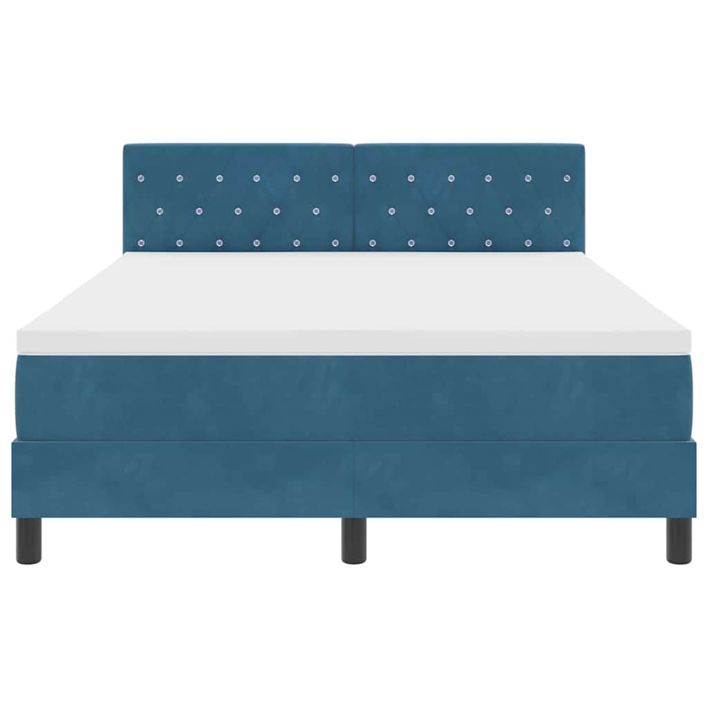 LED Box Spring Bed met matras Donkerblauw 160 x 200 cm Fluweel