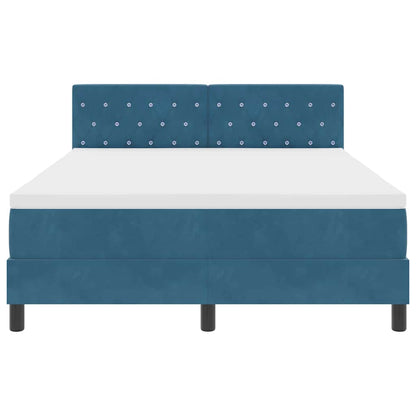 LED Box Spring Bed met matras Donkerblauw 160 x 200 cm Fluweel