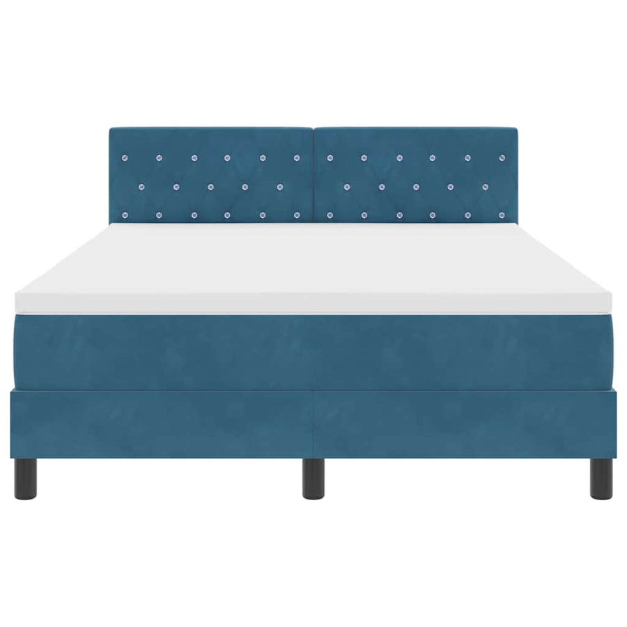 LED Box Spring Bed met matras Donkerblauw 160 x 200 cm Fluweel