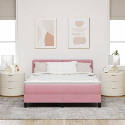 LED Box Spring Bed met matras met LED Roze 160 x 200 cm Fluweel