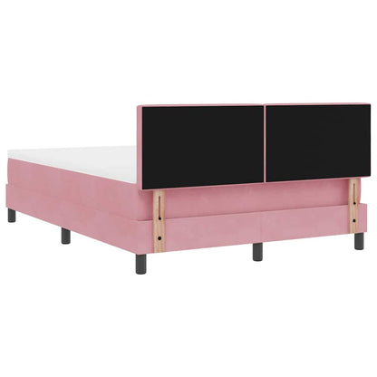 LED Box Spring Bed met matras met LED Roze 160 x 200 cm Fluweel