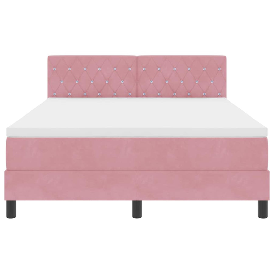 LED Box Spring Bed met matras met LED Roze 160 x 200 cm Fluweel