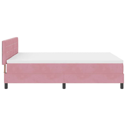 LED Box Spring Bed met matras met LED Roze 160 x 200 cm Fluweel