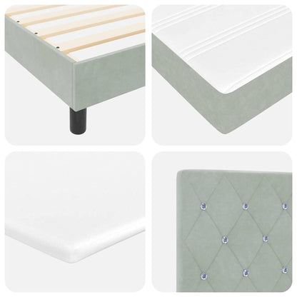 LED Box Spring Bed met matras Lichtgrijs 180 x 200 cm Fluweel