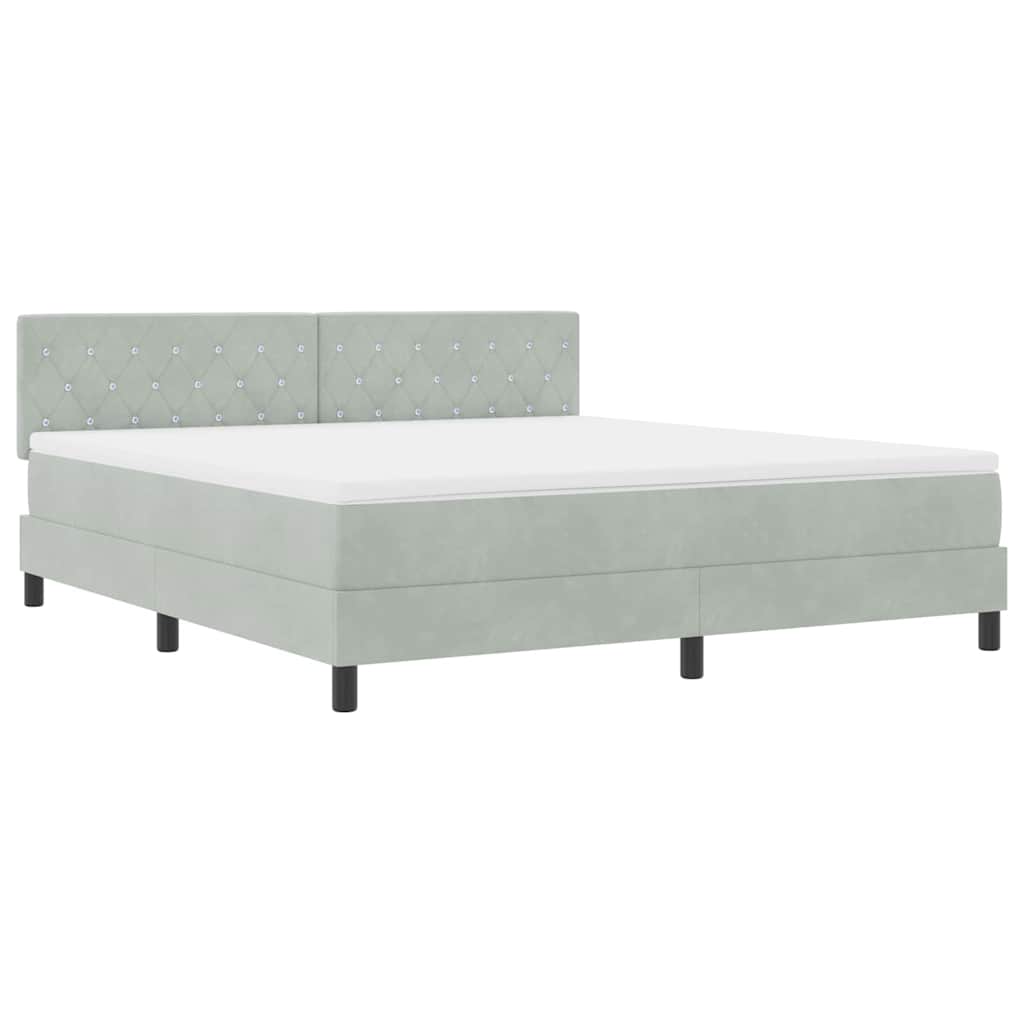 LED Box Spring Bed met matras Lichtgrijs 180 x 200 cm Fluweel