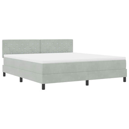 LED Box Spring Bed met matras Lichtgrijs 180 x 200 cm Fluweel