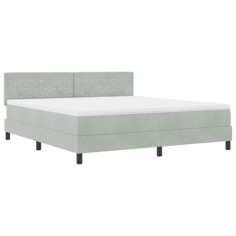 LED Box Spring Bed met matras Lichtgrijs 180 x 200 cm Fluweel