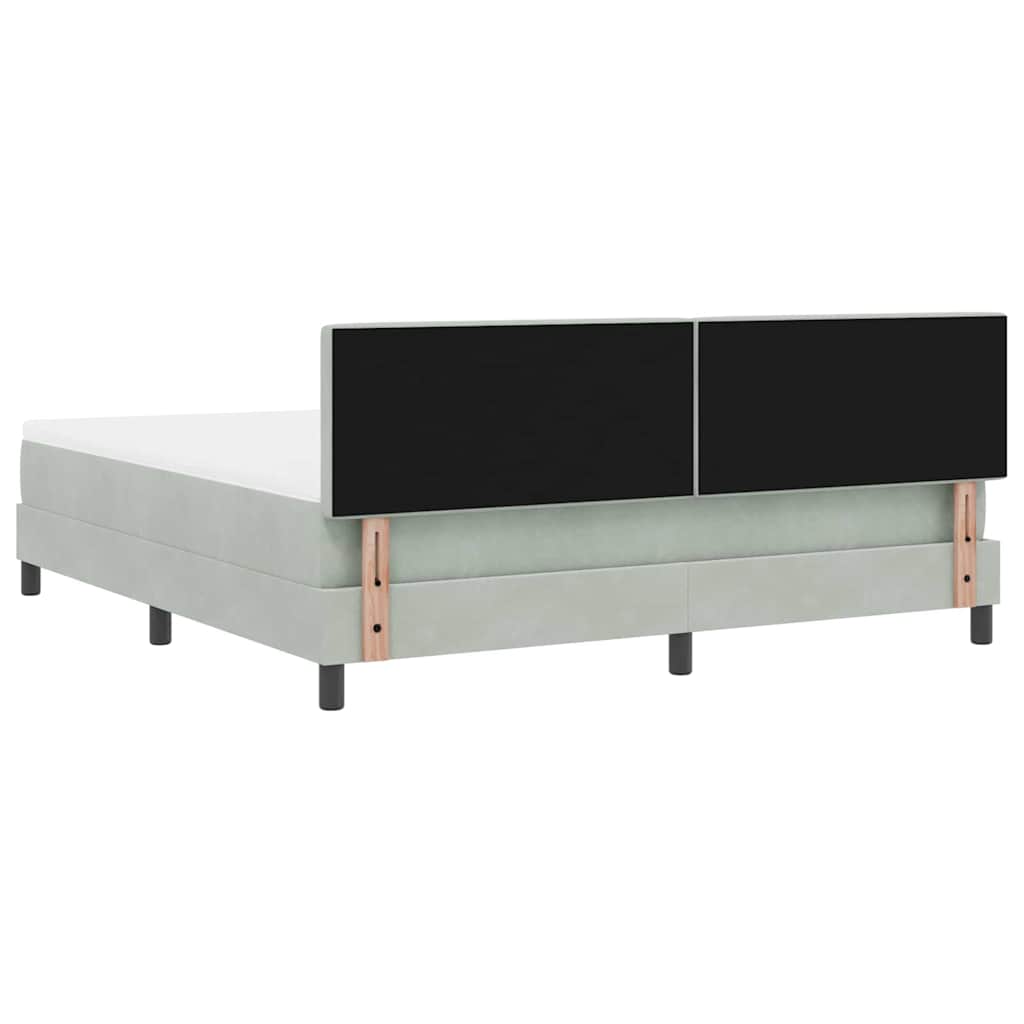 LED Box Spring Bed met matras Lichtgrijs 180 x 200 cm Fluweel