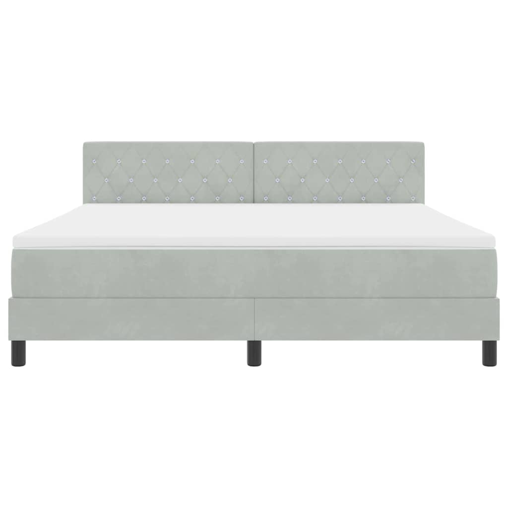 LED Box Spring Bed met matras Lichtgrijs 180 x 200 cm Fluweel
