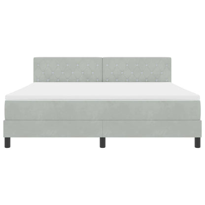 LED Box Spring Bed met matras Lichtgrijs 180 x 200 cm Fluweel