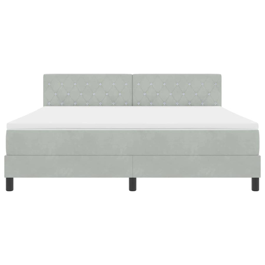 LED Box Spring Bed met matras Lichtgrijs 180 x 200 cm Fluweel