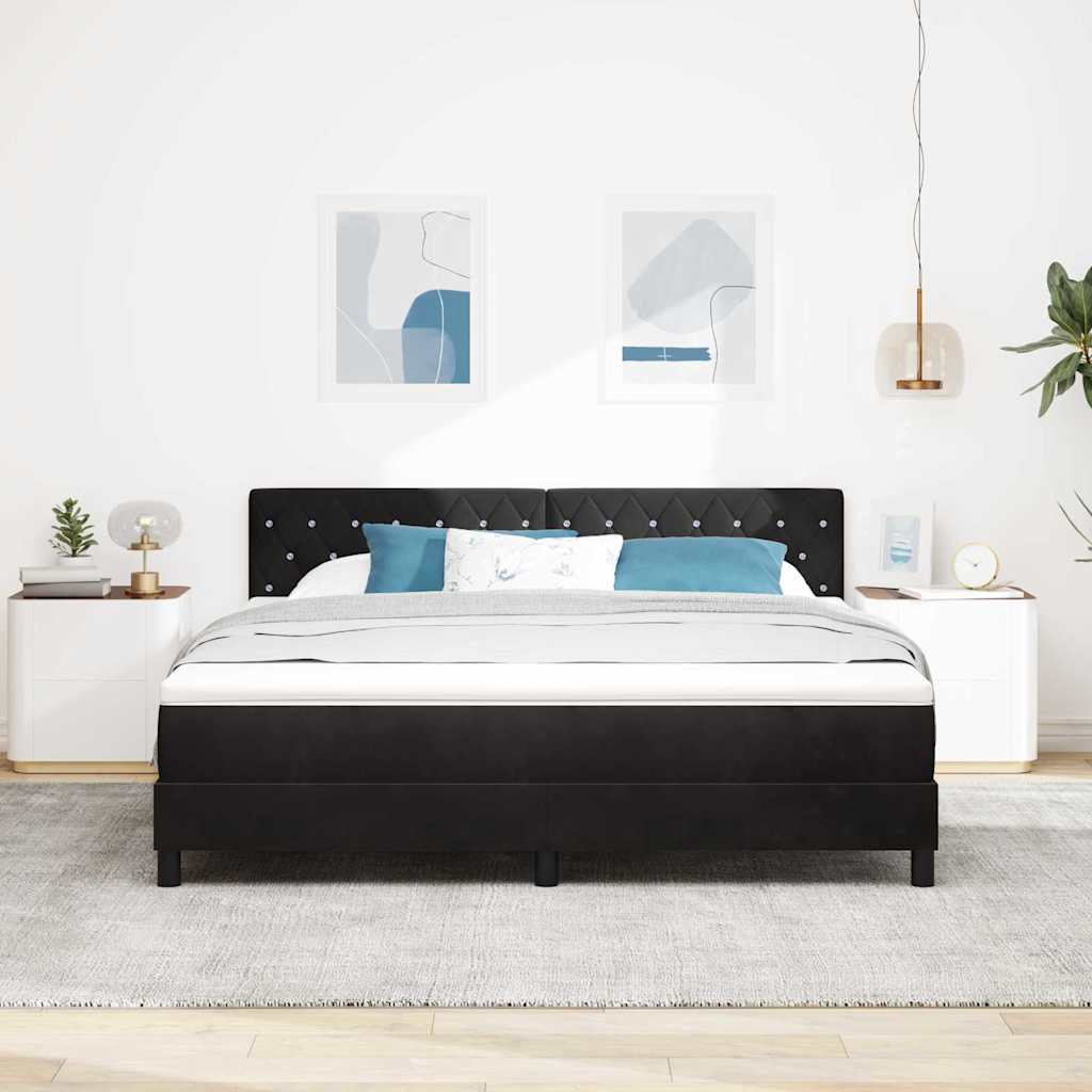 LED Box Spring Bed met matras Zwart 180 x 200 cm Fluweel