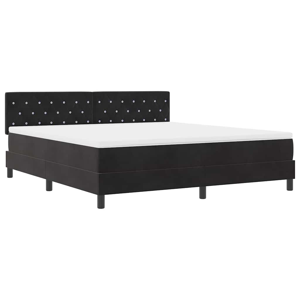 LED Box Spring Bed met matras Zwart 180 x 200 cm Fluweel
