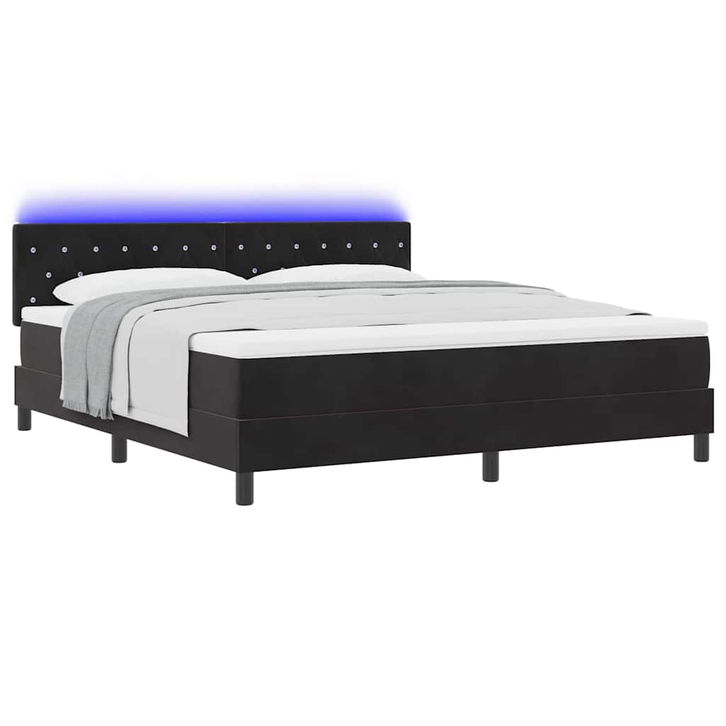 LED Box Spring Bed met matras Zwart 180 x 200 cm Fluweel