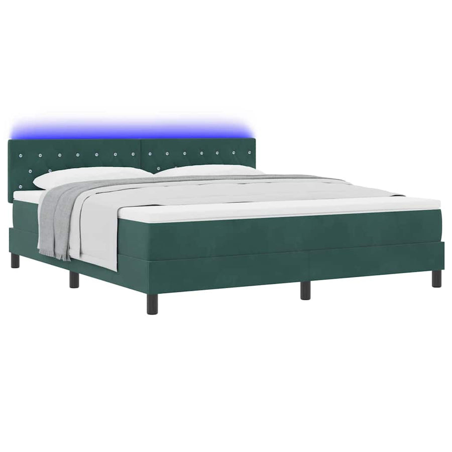 LED Box Spring Bed met matras Donkergroen 180 x 200 cm Fluweel