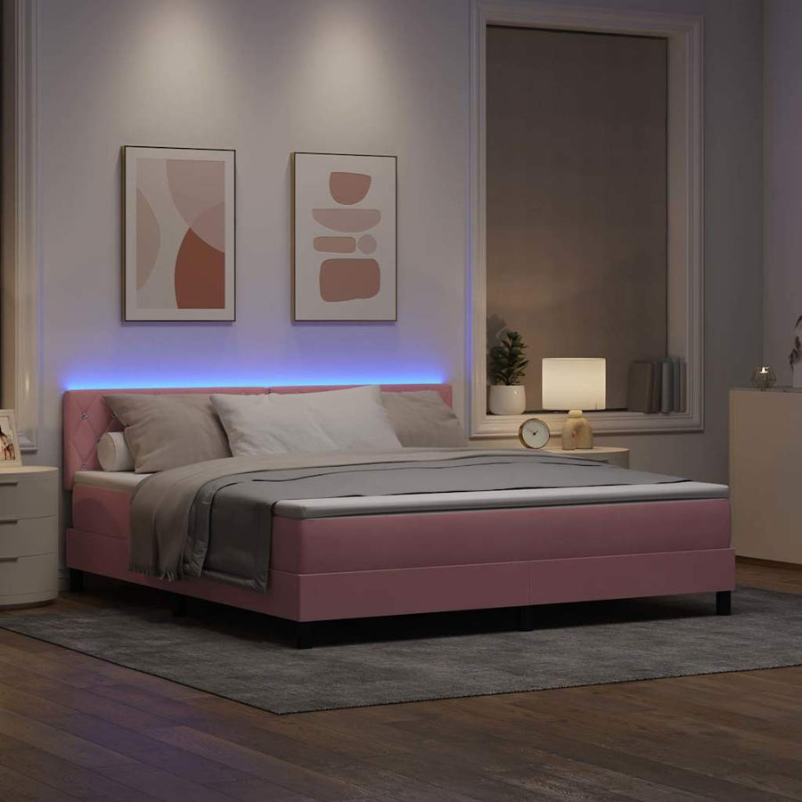 Boxspring bed met hoofdeinde Roze 180 x 200 cm Fluweel