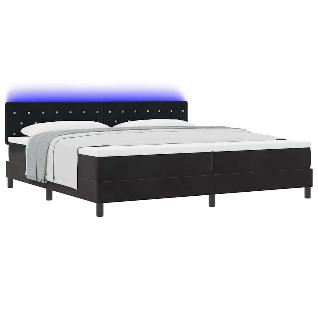 LED Box Spring Bed met matras Zwart 200 x 200 cm Fluweel