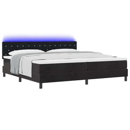 LED Box Spring Bed met matras Zwart 200 x 200 cm Fluweel