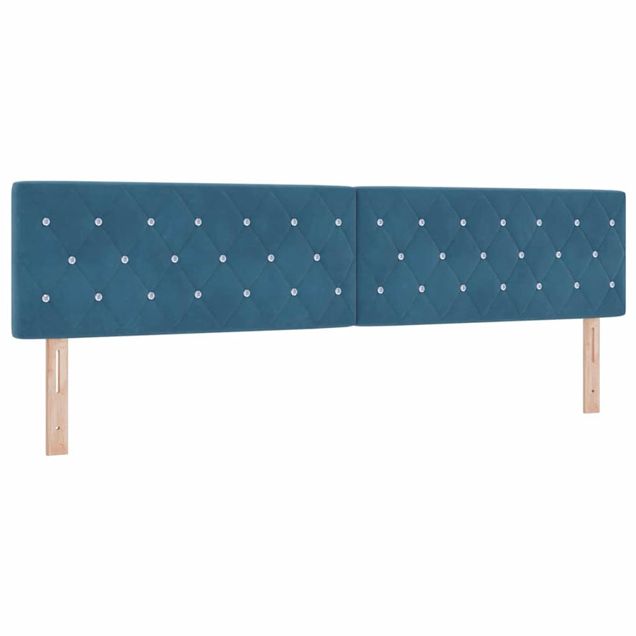 LED Box Spring Bed met matras Donkerblauw 200 x 200 cm Fluweel