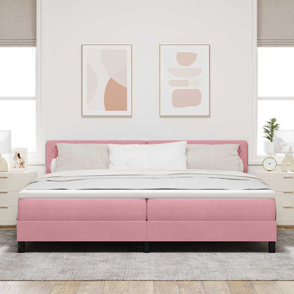 LED Box Spring Bed met matras met LED Roze 200 x 200 cm Fluweel