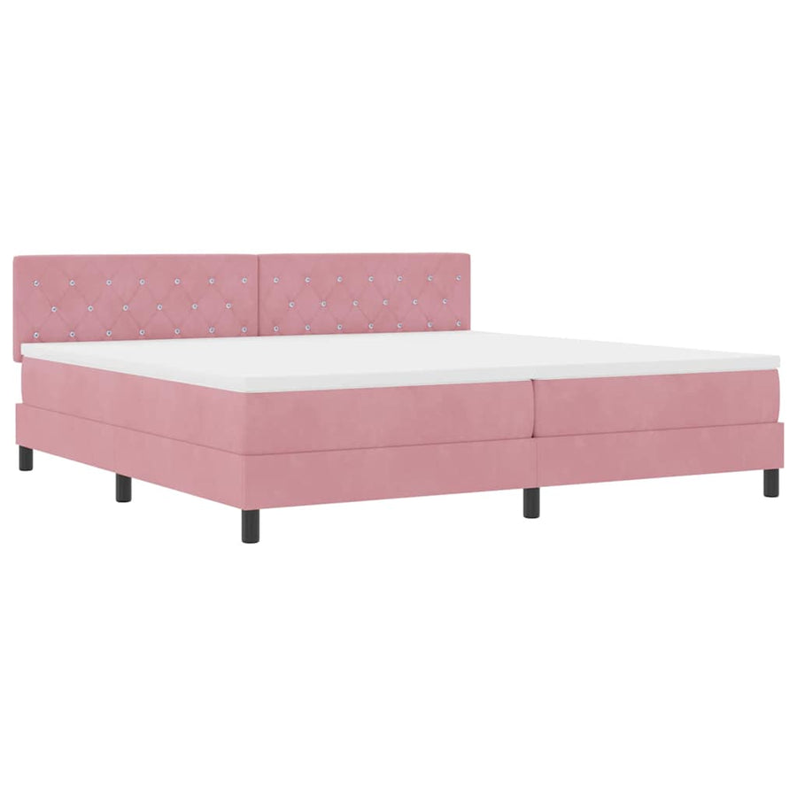 LED Box Spring Bed met matras met LED Roze 200 x 200 cm Fluweel