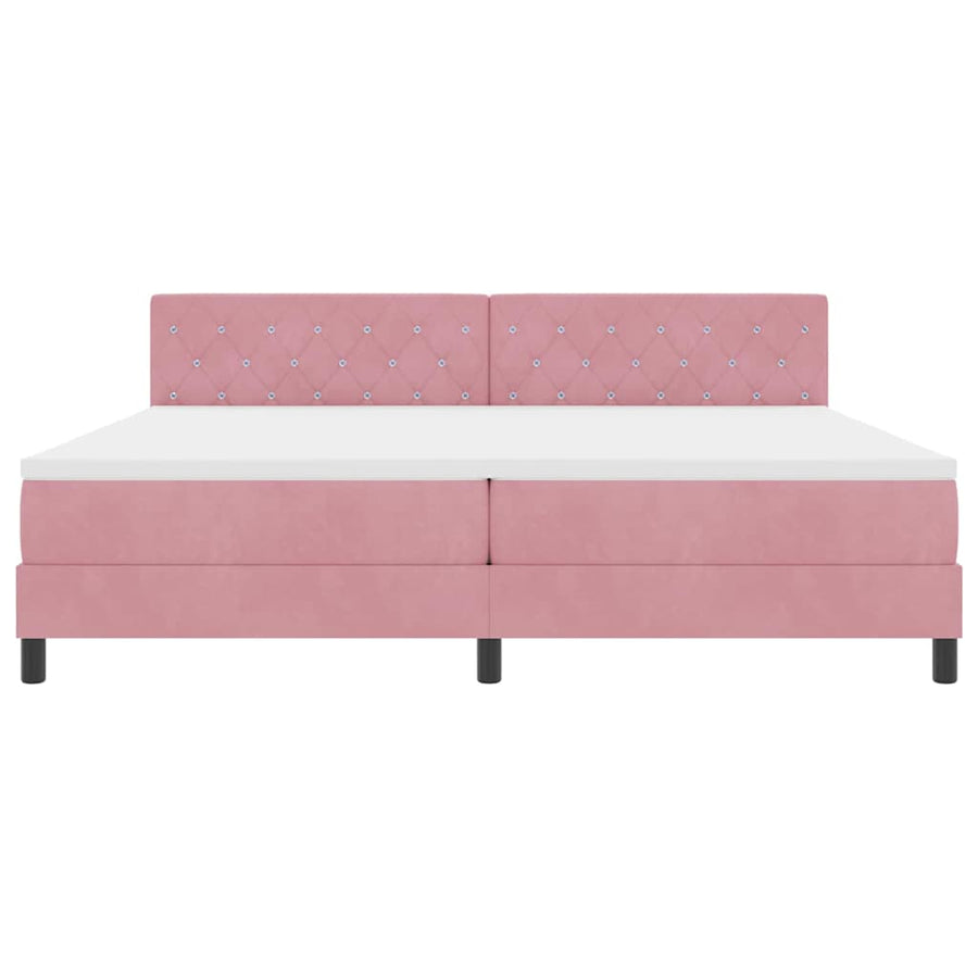 LED Box Spring Bed met matras met LED Roze 200 x 200 cm Fluweel