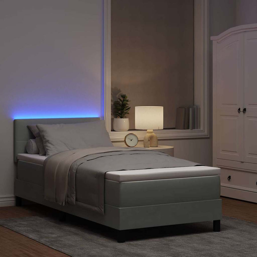 LED Box Spring Bed Lichtgrijs 80 x 200 cm Fluweel