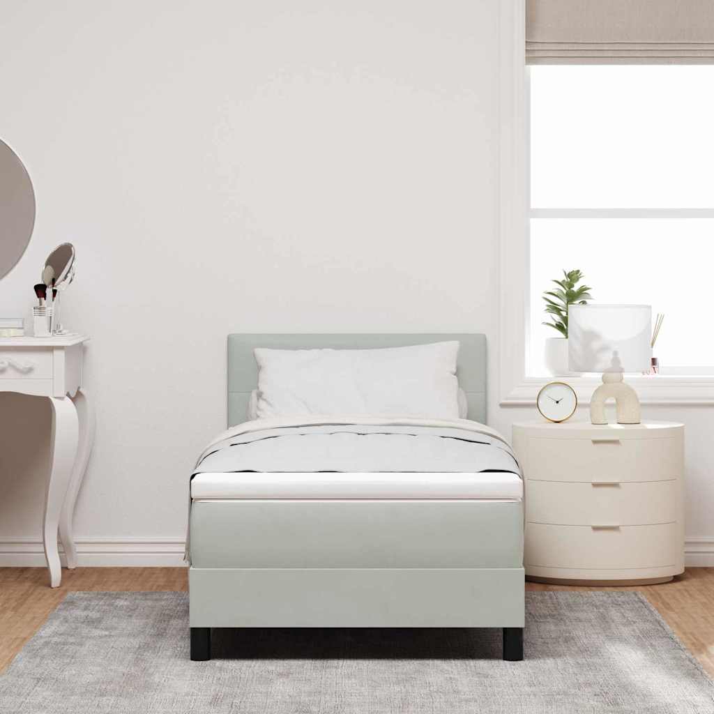 LED Box Spring Bed Lichtgrijs 80 x 200 cm Fluweel