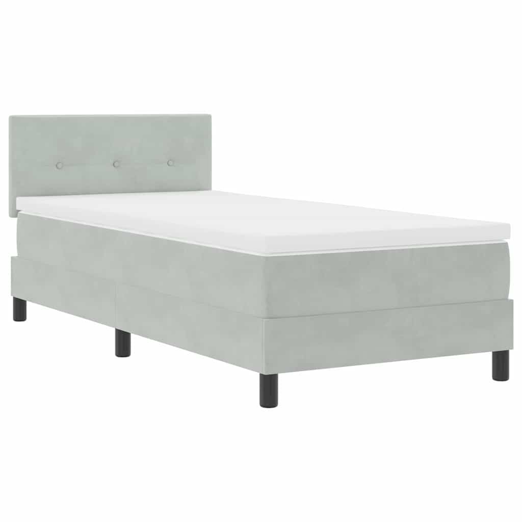 LED Box Spring Bed Lichtgrijs 80 x 200 cm Fluweel