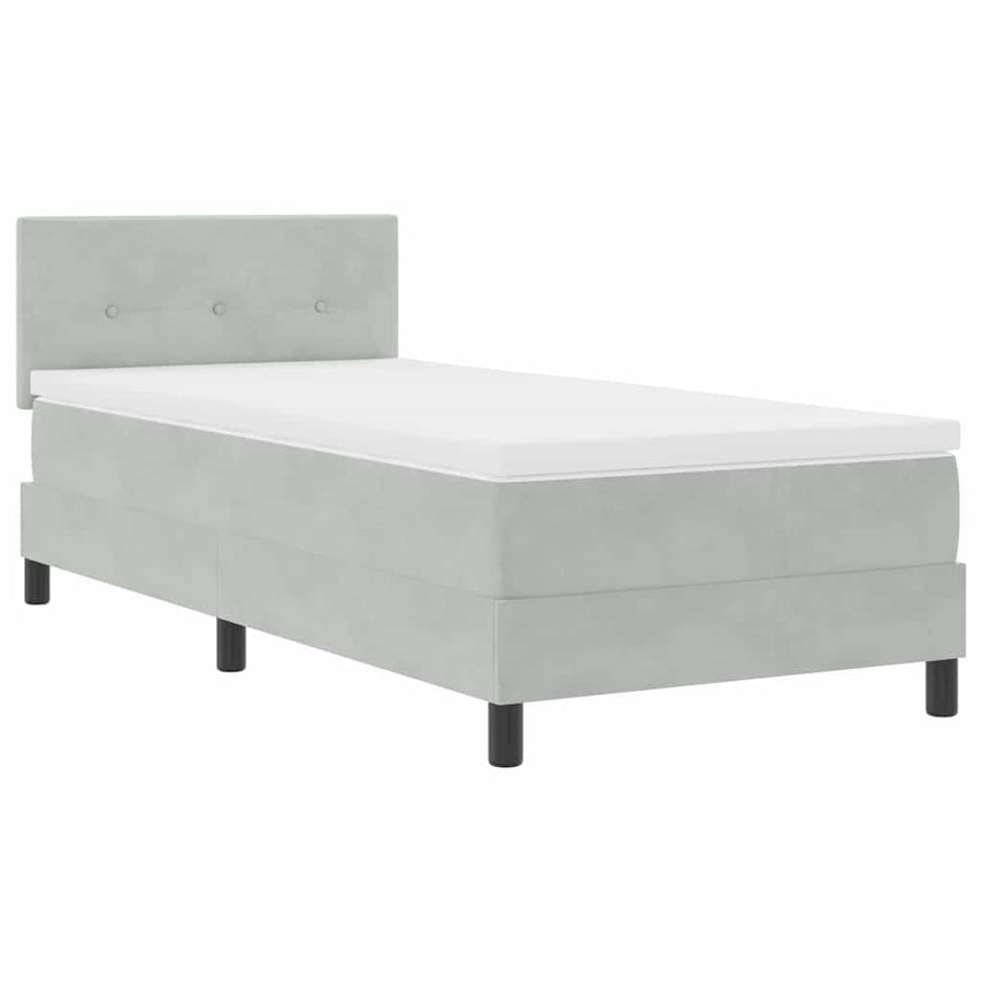 LED Box Spring Bed Lichtgrijs 80 x 200 cm Fluweel