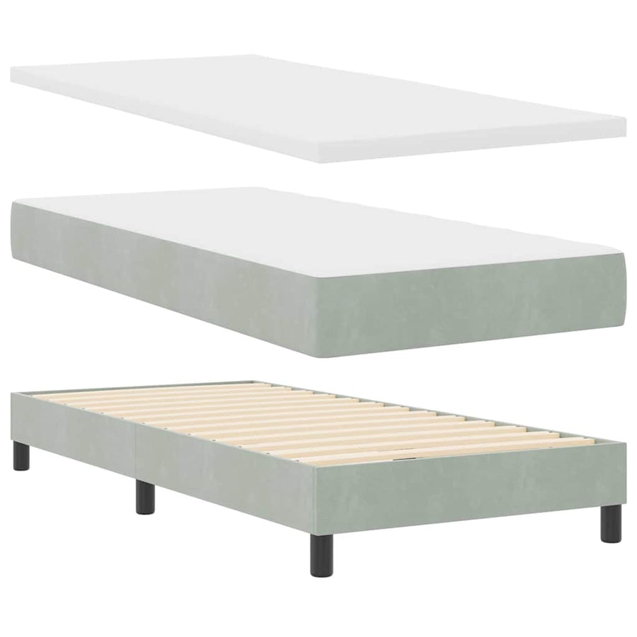 LED Box Spring Bed Lichtgrijs 80 x 200 cm Fluweel