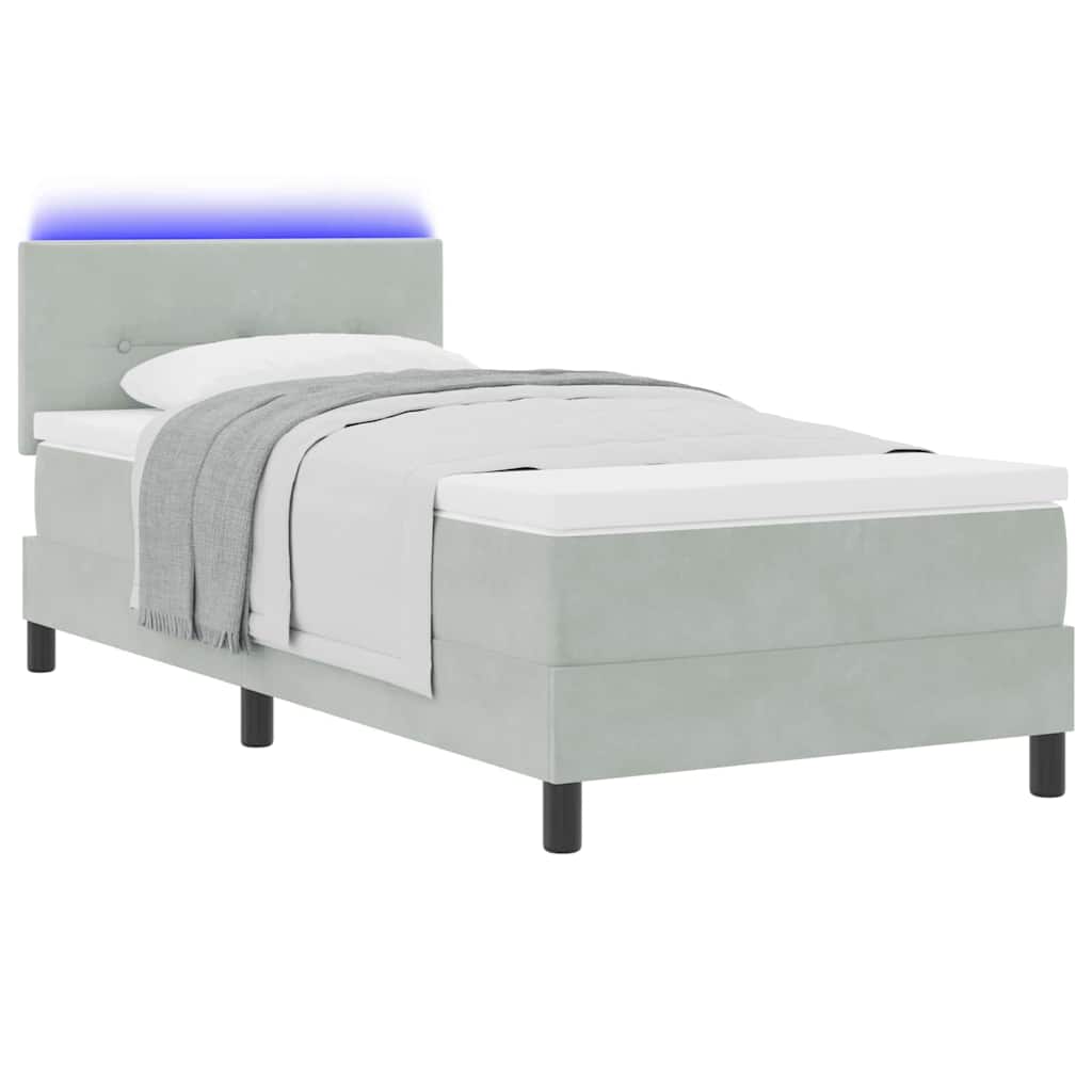 LED Box Spring Bed Lichtgrijs 80 x 200 cm Fluweel