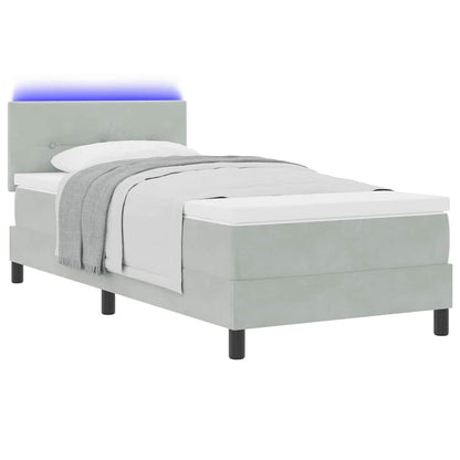 LED Box Spring Bed Lichtgrijs 80 x 200 cm Fluweel