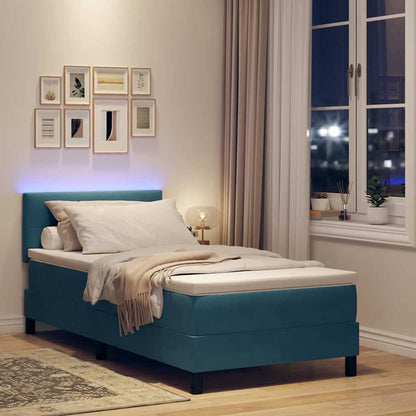 LED Box Spring Bed Donkerblauw 100 x 200 cm Fluweel