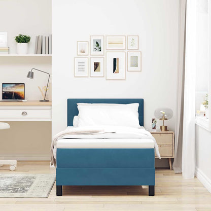 LED Box Spring Bed Donkerblauw 100 x 200 cm Fluweel