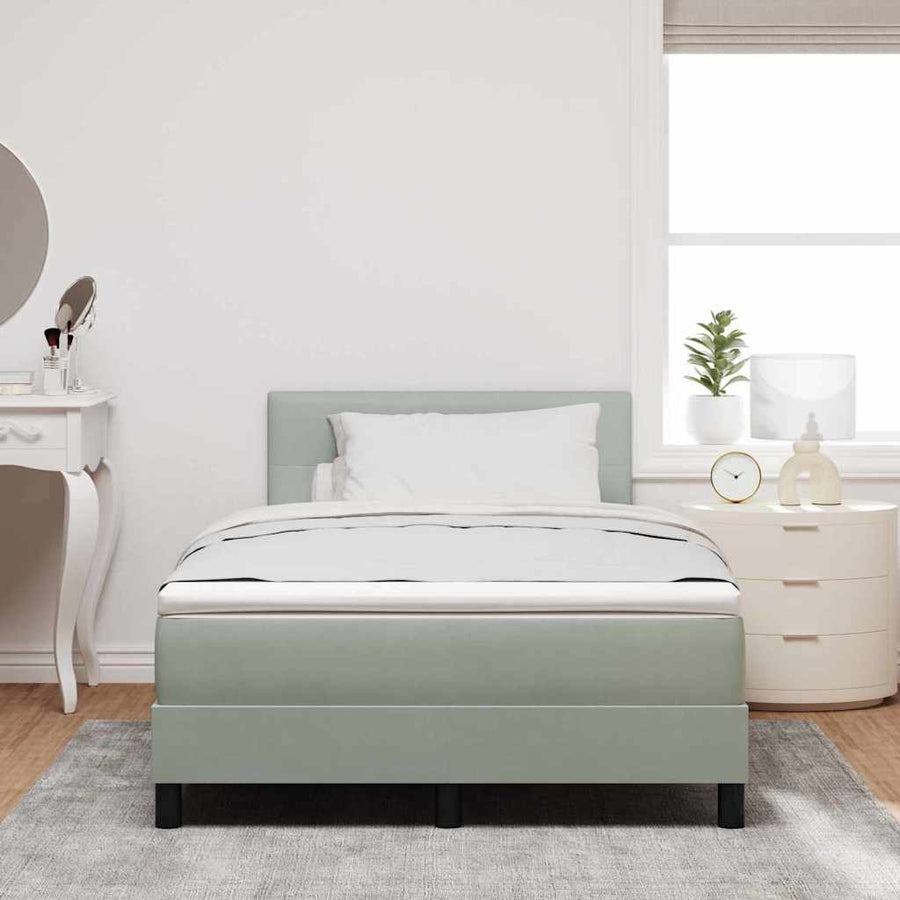 LED Box Spring Bed met matras Lichtgrijs 120 x 190 cm Fluweel